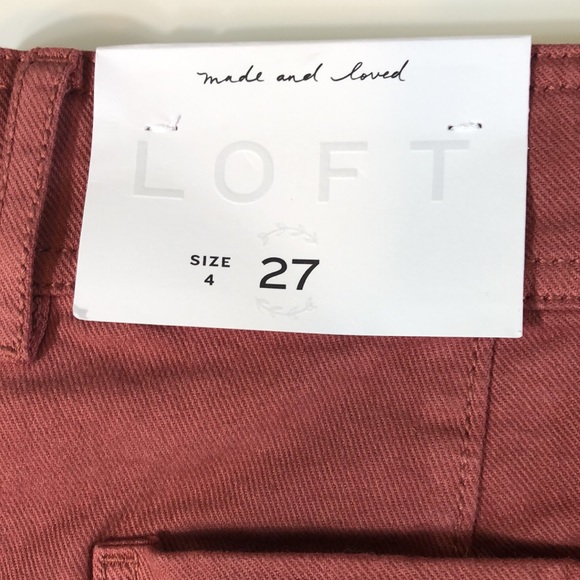 Loft Rust Coral High Waist Cotton Denim Shorts Size 4 NWT - Picture 5 of 11